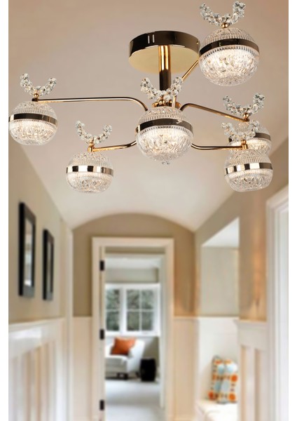 Lord Ledli 6.lı Avize Gold Kaplama