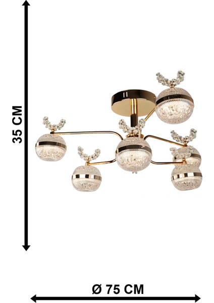 Lord Ledli 6.lı Avize Gold Kaplama