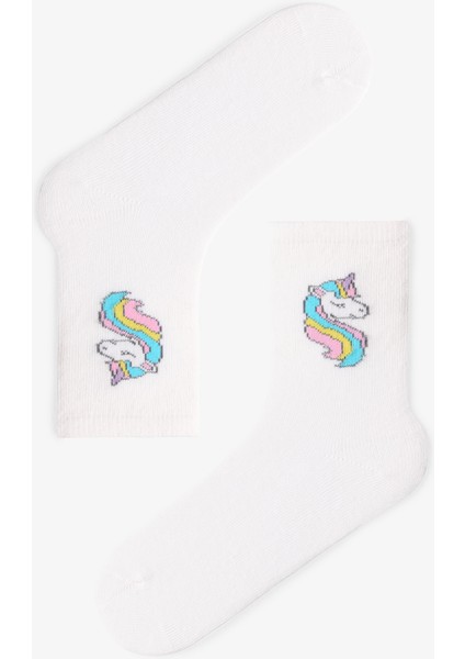 Çok Renkli Kız Çocuk Galaxy Unicorn 4lü Soket Çorap