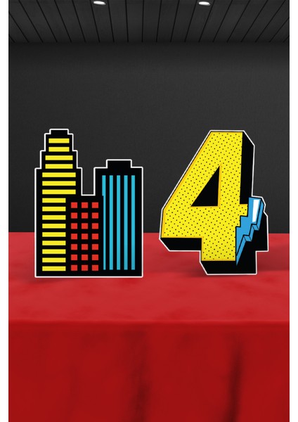 Süper Kahraman Temalı 4 Yaş Doğum Günü Parti Seti (Spiderman, Batman, Superman Uyumlu) - Mini modelleri