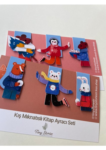 Mıknatıslı Kitap Ayracı - Kış Temalı 6 Adet modelleri