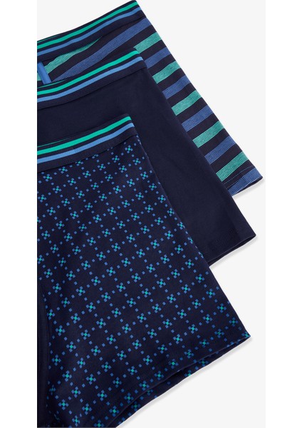 Erkek Çizgili Organik 3'lü Boxer