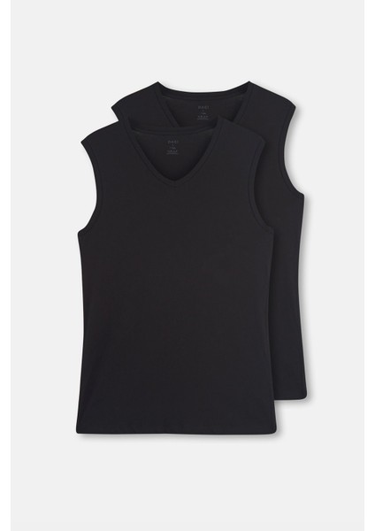 Erkek %100 Pamuk 2'li Paket V Yaka Kolsuz Atlet D1070