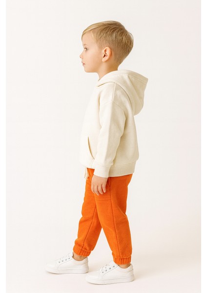 Unisex 3 Iplik Pamuklu Kalın Beli Lastikli Eşofman Altı Turuncu fırsatları