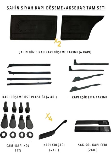 M131 Şahin Siyah Kapı Döşeme Seti – Aksesuarlarla Tam Takım