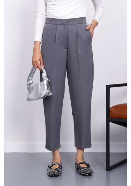 Füme Dabıl Bel Lastikli Havuç Pantolon