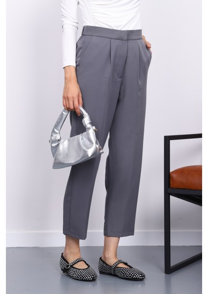 Füme Dabıl Bel Lastikli Havuç Pantolon modelleri