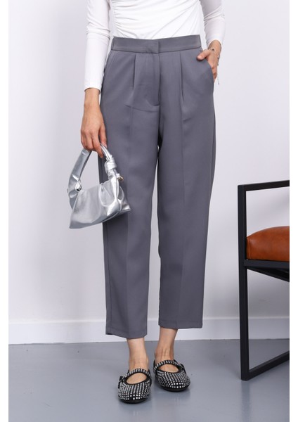 Füme Dabıl Bel Lastikli Havuç Pantolon fırsatları