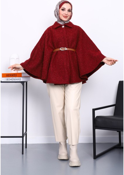 Bordo Kemerli Kaşe Panço fiyatları