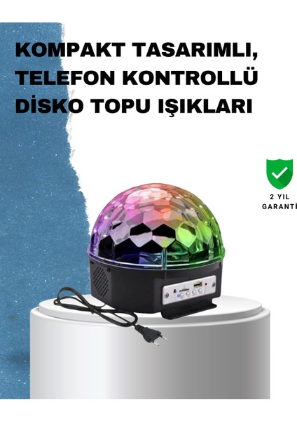 Taşınabilir Rgb Disko Topu Bluetooth ve Uzaktan Kumanda Özellikli