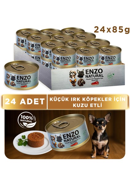 Natural Kuzu Etli Küçük Irklar Için Yaş Köpek Maması 85GR X24