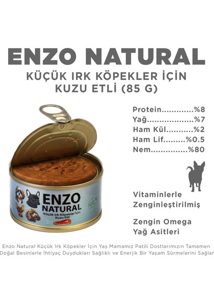 Natural Kuzu Etli Küçük Irklar Için Yaş Köpek Maması 85GR X24 fiyatları