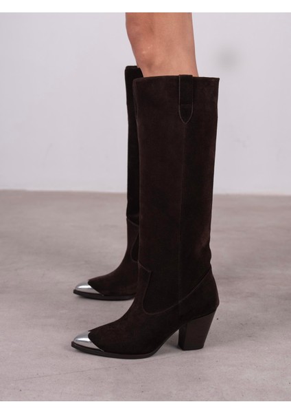 Bradley Kahve Süet Hakiki Deri Çizme