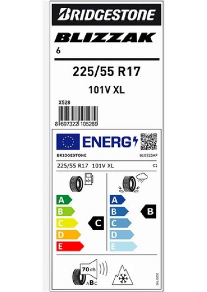 225/55 R17 101V Xl Blizzak 6 Oto Kış Lastiği (Üretim YILI:2025 ) fiyatları