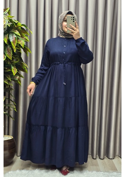 Kadın Tesettür Giyim Büyük Beden Üç Katlı Elbise