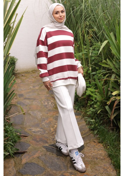 Bordo Bisiklet Yaka Üç İplik Sweat fiyatları