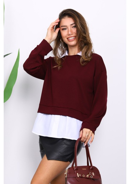 Mürdüm Gömlek Garnili Modal Sweat