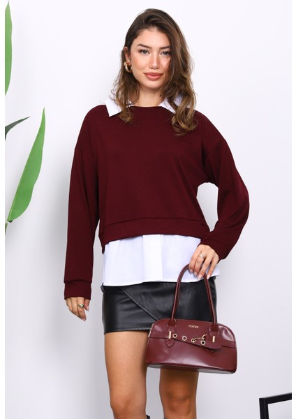 Mürdüm Gömlek Garnili Modal Sweat modelleri