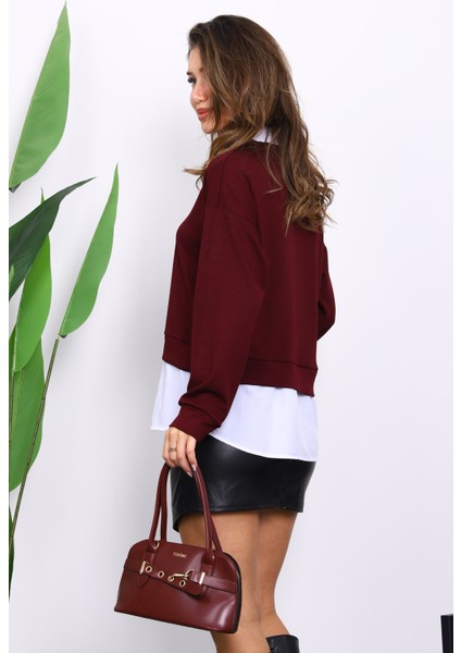 Mürdüm Gömlek Garnili Modal Sweat fırsatları