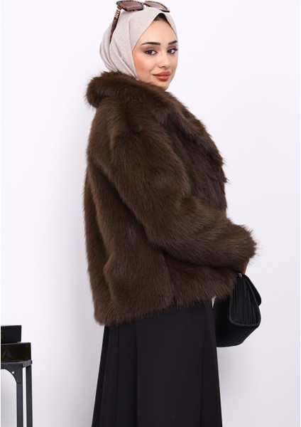 Kahverengi Astarlı Kısa Kürk Kaban modelleri