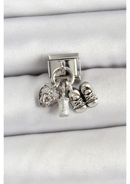 Bfs 316L Çelik Gümüş Renk Bebek Konsept Nomination Charm