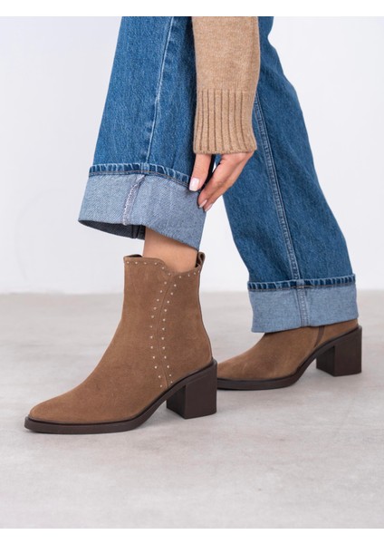 Hera Camel Süet Hakiki Deri Kadın Bot modelleri