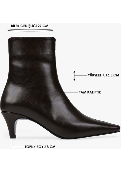 Kadın Lulu Kahve Cilt Kısa Topuklu Bot fiyatları