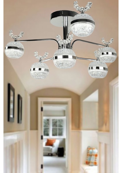 Lord Ledli 6.lı Avize Krom Kaplama