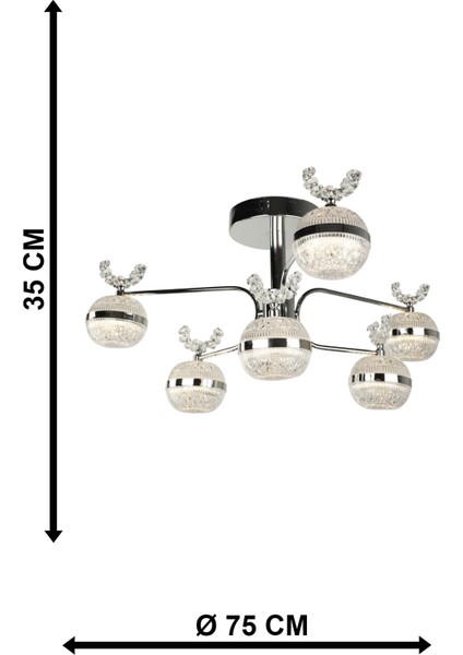 Lord Ledli 6.lı Avize Krom Kaplama