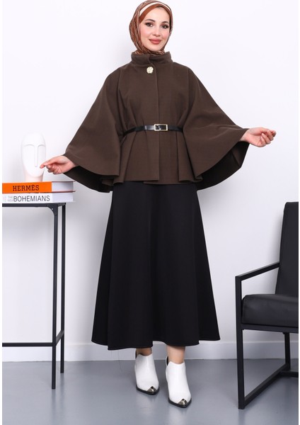 Koyuv Vizon Kemerli Kaşe Panço fiyatları