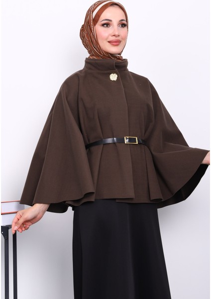 Koyuv Vizon Kemerli Kaşe Panço modelleri