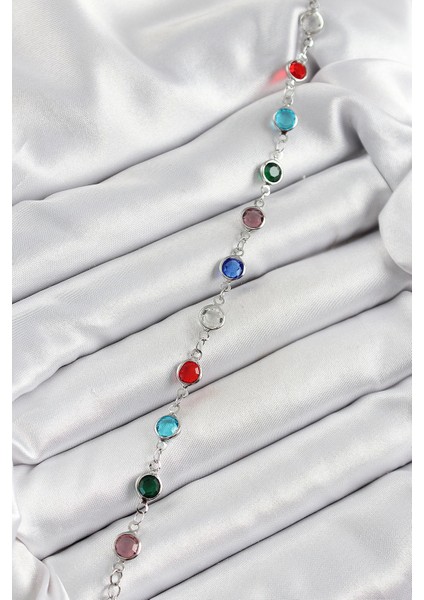 Bfs Pirinç Gümüş Renk Karışık Renk Zirkon Taşlı Kadın Bileklik fiyatları