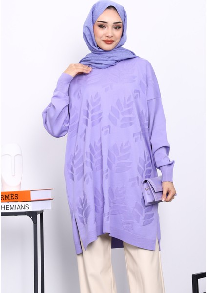 Lila Soğuk İplik Merserize Triko Tunik