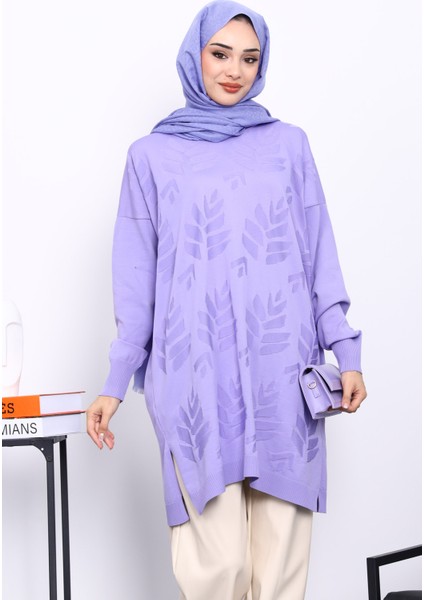 Lila Soğuk İplik Merserize Triko Tunik modelleri