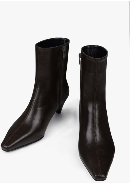 Kadın Lulu Kahve Cilt Kısa Topuklu Bot fırsatları