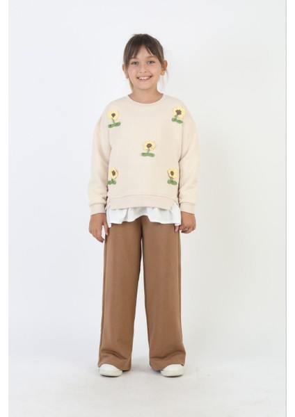 Kız Ayçiçek Detaylı Eşofman Takımı