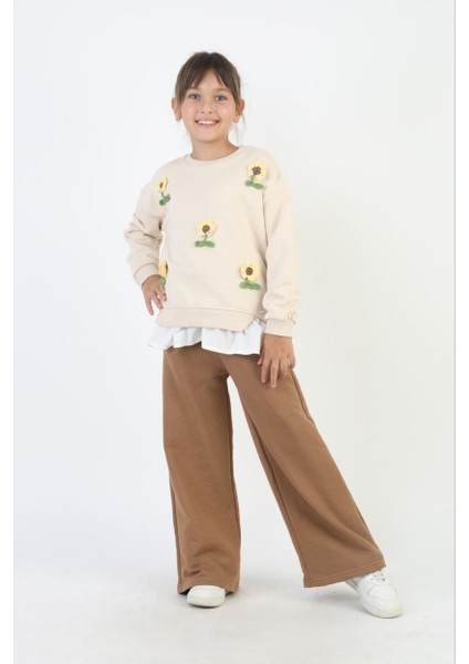 Kız Ayçiçek Detaylı Eşofman Takımı modelleri