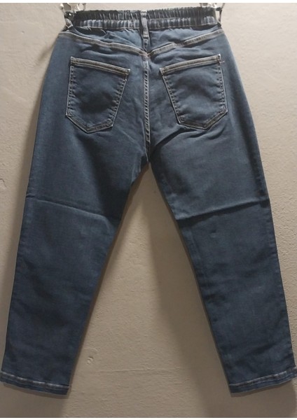 Kadın Beli Lastikli Paça Taş Detaylı Bilek Boy Full Likralı Üst Düzey Büyük Beden Jeans Pantolon fiyatları