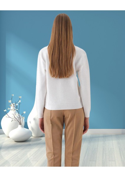 xint Kadın Beyaz Oversize Gömlek Yaka Düğme Kapamalı Kendinden Dokulu Hırka indirimleri