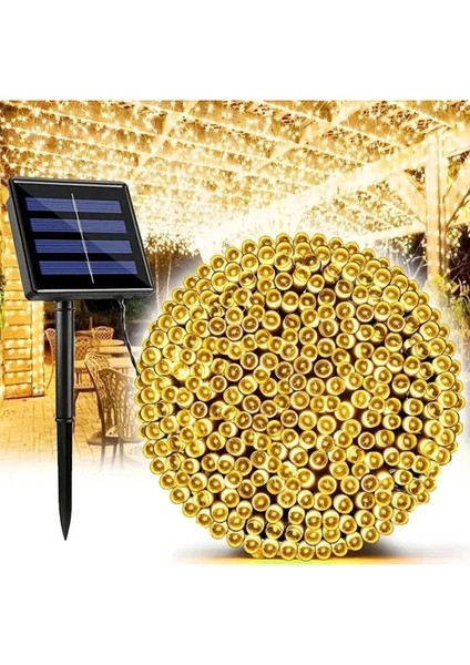 100 LED 12 Metre Solar Güneş Enerjili Dış Mekan Süsleme Işığı – Bahçe, Balkon ve Çit Dekoratif Aydınlatma