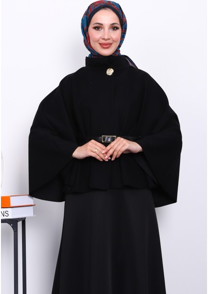 Siyah Kemerli Kaşe Panço