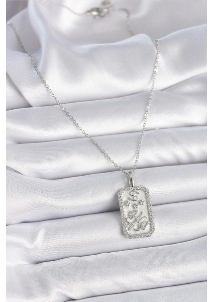 Bfs 316L Çelik Gümüş Renk Zincir Yengeç Burcu Zirkon Taşlı Kadın Kolye fiyatları