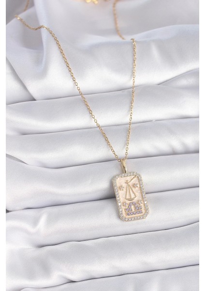 Bfs 316L Çelik Gold Renk Zincir Terazi Burcu Zirkon Taşlı Kadın Kolye fiyatları