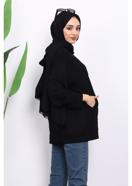 Siyah Kapşonlu Fermuarlı Modal Sweat Hırka fırsatları