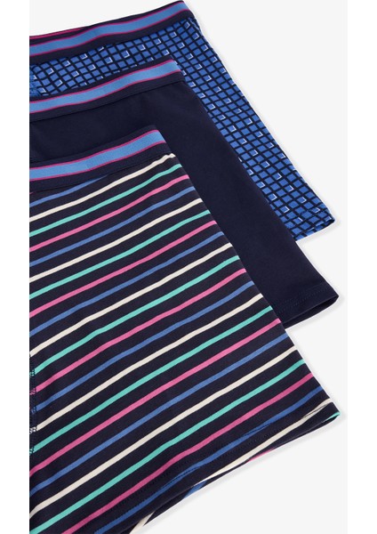 Erkek Bluedot Çizgili Organik 3'lü Boxer