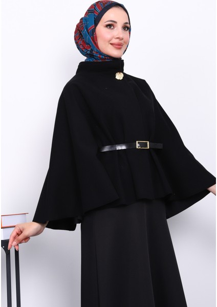 Siyah Kemerli Kaşe Panço modelleri