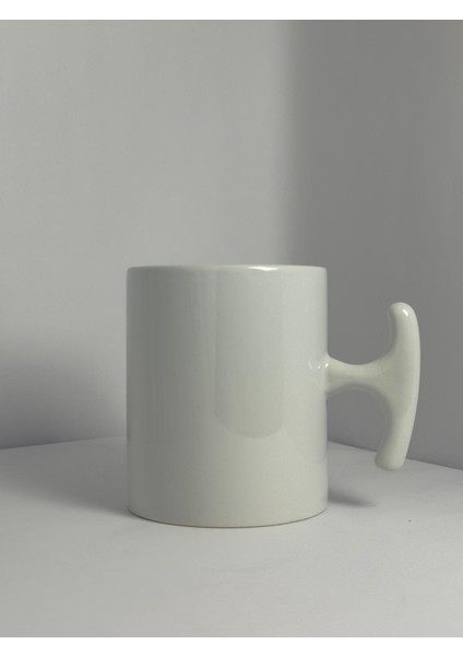 Porselen Bardak Beyaz T-Şekilli Minimal Tasarım | Yelkovanstudio fiyatları