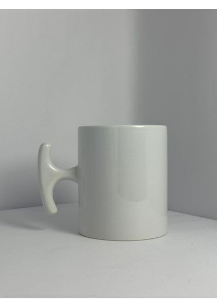 Porselen Bardak Beyaz T-Şekilli Minimal Tasarım | Yelkovanstudio fırsatları