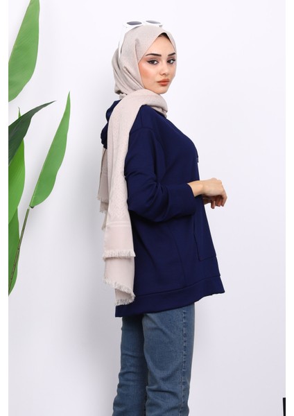 Lacivert Kapşonlu Fermuarlı Modal Sweat Hırka fırsatları