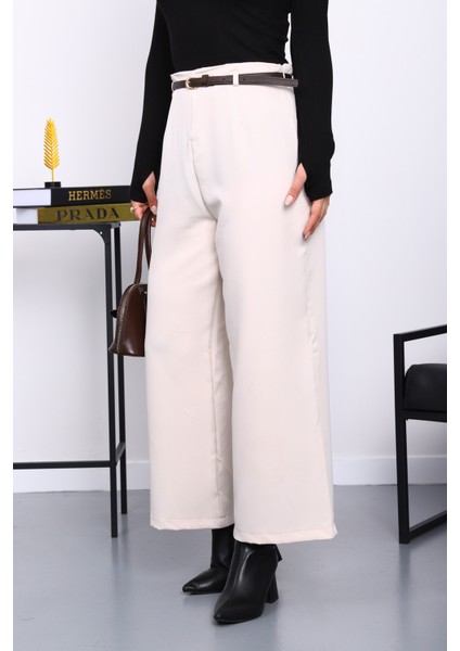 Taş Kemerli Yan Fermuarlı Pantolon